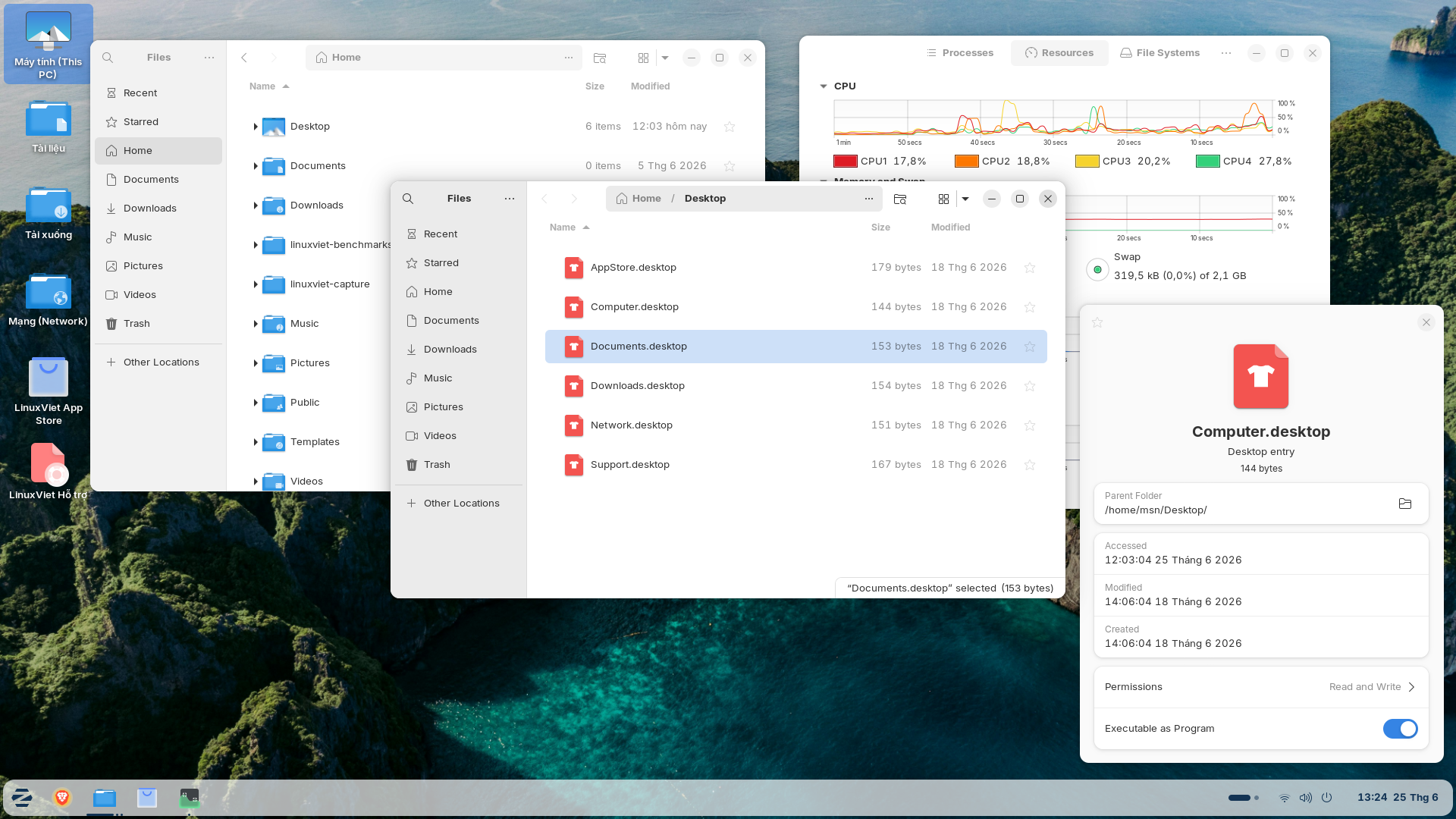 LinuxViet Education — menu Start / panel ứng dụng
