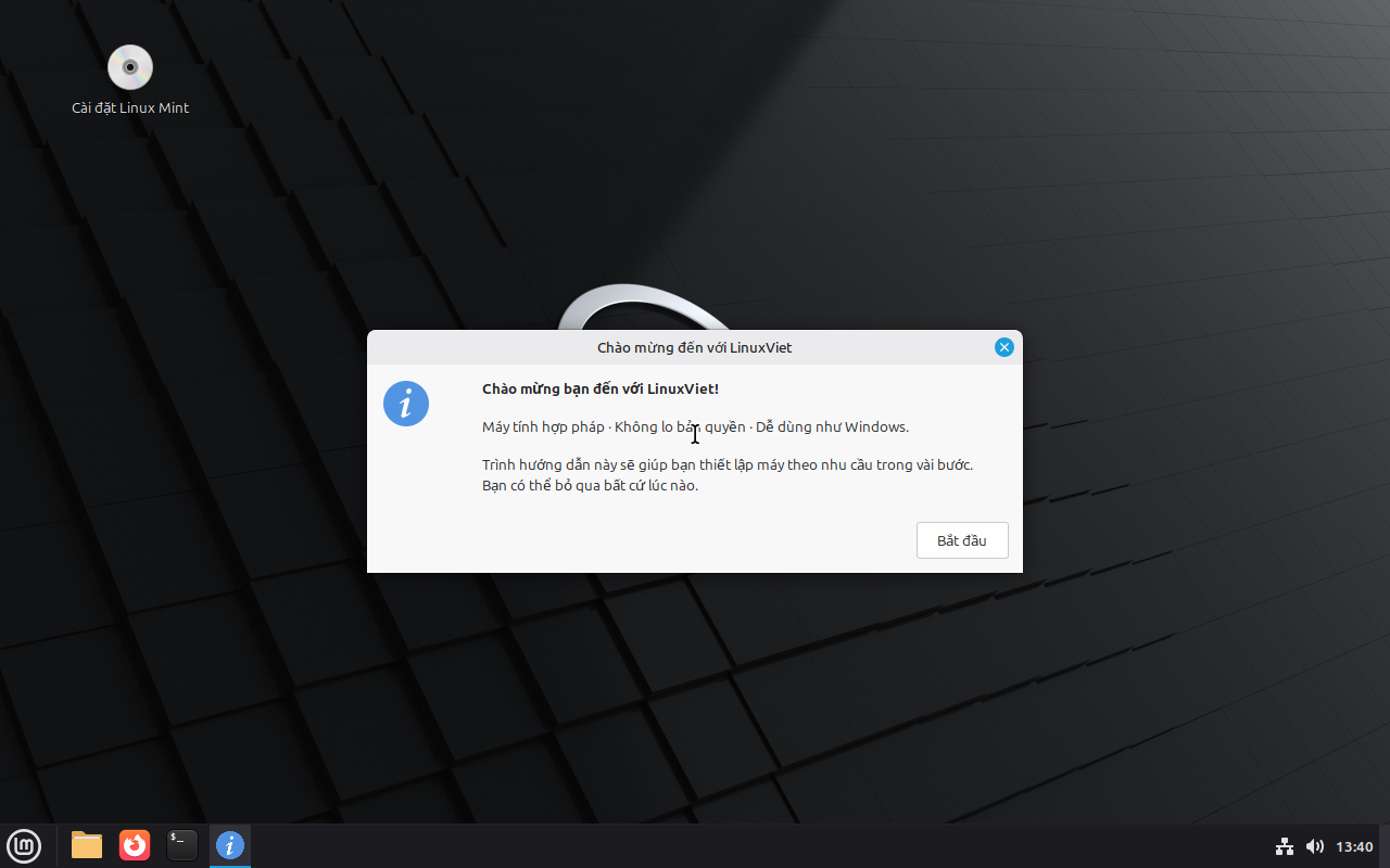 LinuxMint Education — menu Start / panel ứng dụng